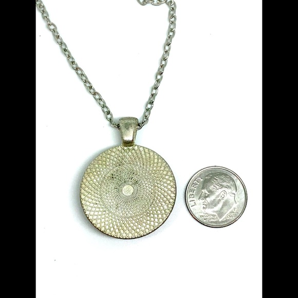 Cats Watching Fireworks Glass Dome Cabochon Pendant Chain Necklace 4th of July - Picture 2 of 2